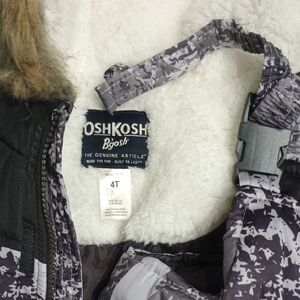 OshKosh B'gosh Gray Camo Toddler Snow Overalls with Faux-Fur Lining